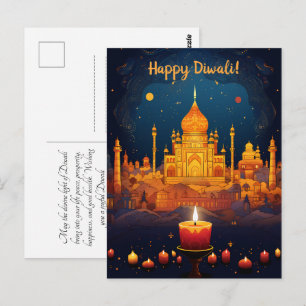 Avstämmande Diwali-vykort med nattvy Vykort