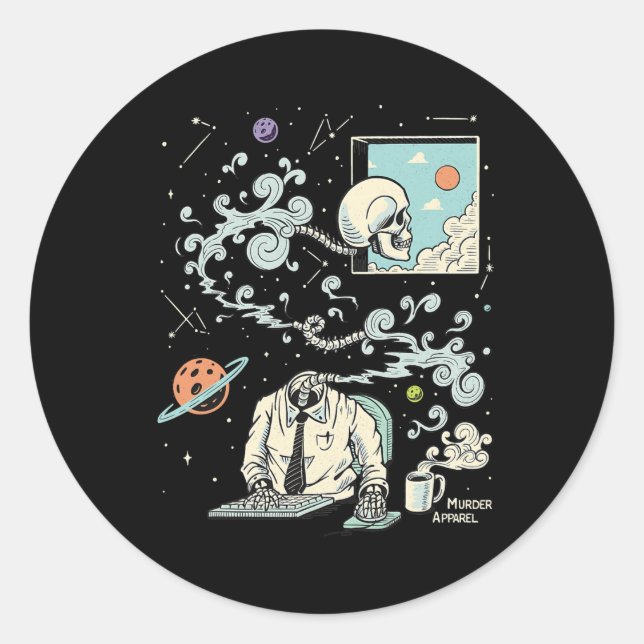 Avstånd ADHD Skeleton 61 Runt Klistermärke (Framsida)