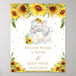 Avstånd av Elephant SunBlommor Baby Shower Bära Ma Poster