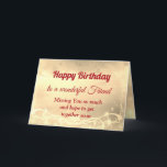Avstånd Grattis på födelsedagen Friend Card Kort<br><div class="desc">Luxury Guld Avstånd Grattis på födelsedagen Friend personlig Greeting Card.</div>