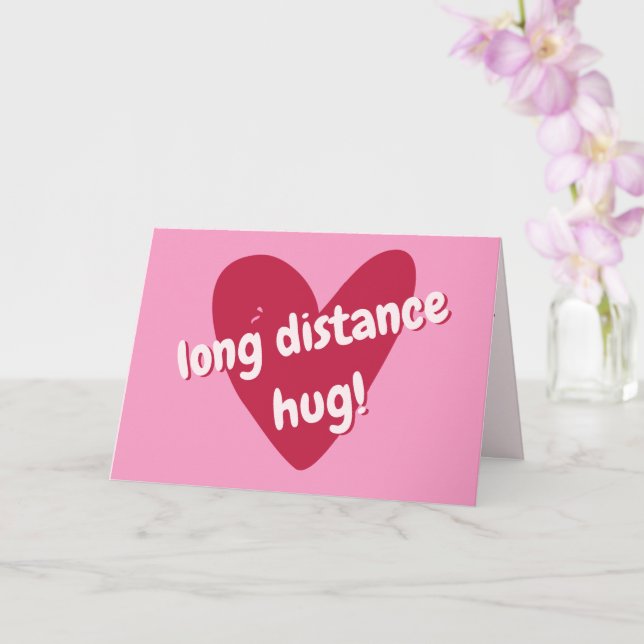 Avstånd Hug länge! Big Rosa Heart Valentine Day Kort (Orkide)