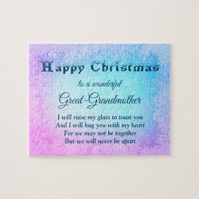 Avstånd Lycklig-julens Underbara mormor Pussel (Horisontell)