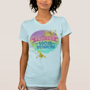 Avstånd social - Vattenfärgsfärgsfärgsfärgruta - G T Shirt