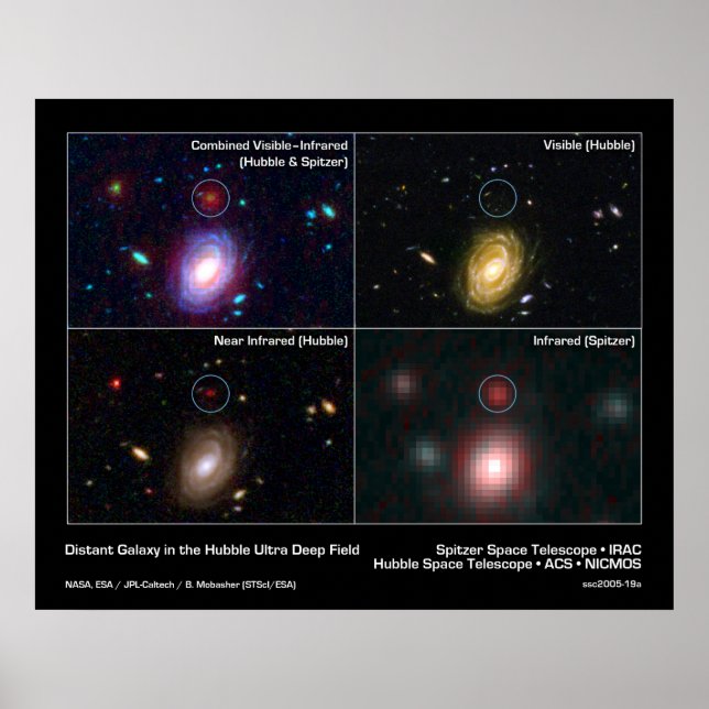 Avståndet Galaxy i Hubble Ultra Deep Fält Poster (Framsidan)
