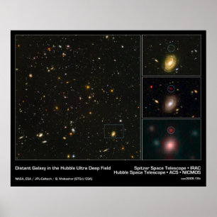 Avståndet Galaxy i Hubble Ultra Deep Fält Poster