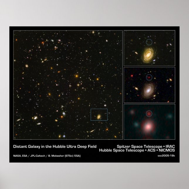 Avståndet Galaxy i Hubble Ultra Deep Fält Poster (Framsidan)