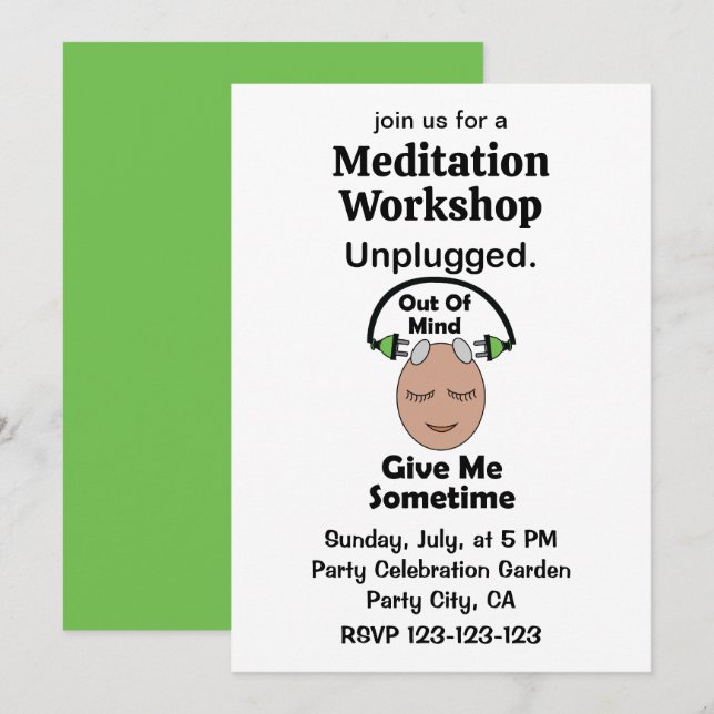 Avstängd Utanför Sinnet Meditation Workshop Inbjudningar (Fram/baksida)