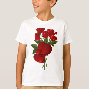 Avsvävande Röd ros och hjärtan T-shirt