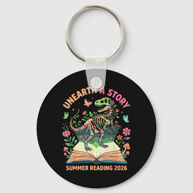Avtäcka en berättelse sommarbiblioteksläsning 2026 nyckelring (Framsida)