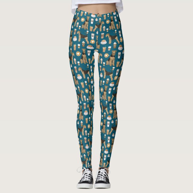 Avtryck av Airedale Terrier Coffee Leggings (Framsida)