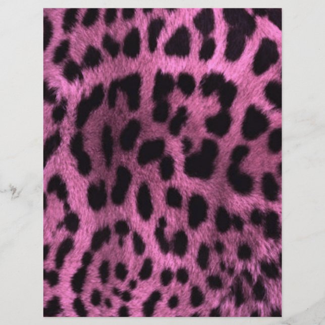 Avtryck av leopard på djur - rosa reklamblad (Framsidan)