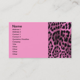 Avtryck av leopard på djur - rosa visitkort