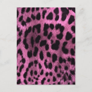 Avtryck av leopard på djur - rosa vykort