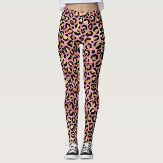 Avtryck av Rosa och guld leopard Leggings