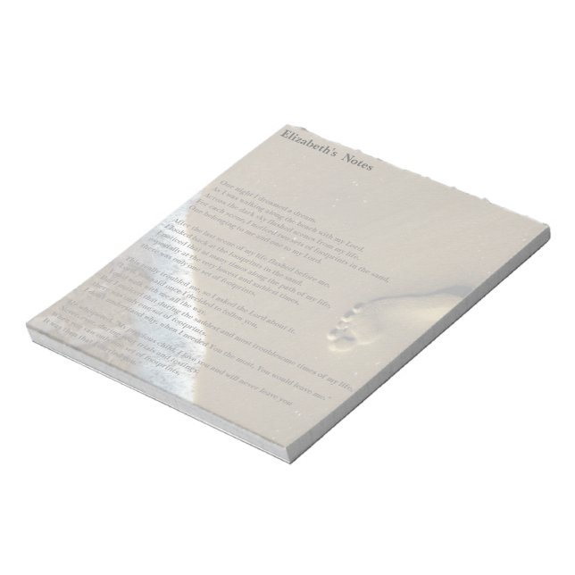 Avtryck i sand med dikt, personlig i anpassningsba anteckningsblock (Roterad)