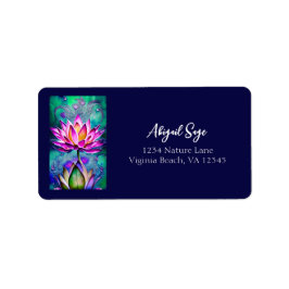 Avundande Rosa Lotus Flower Porträtt Adress Adressetikett