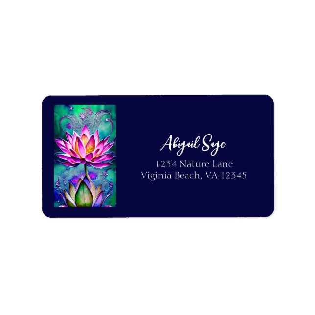 Avundande Rosa Lotus Flower Porträtt Adress Adressetikett (Framsidan)