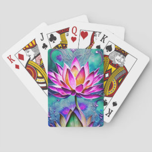 Avundande Rosa Lotus Flower Porträtt Casinokort