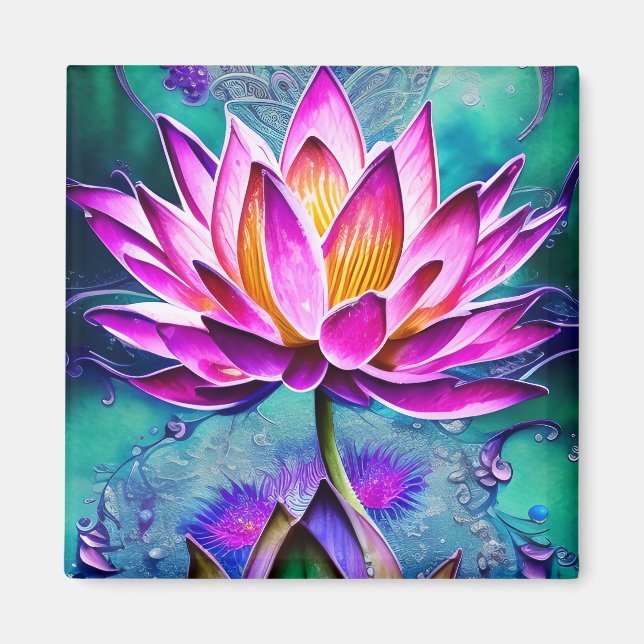 Avundande Rosa Lotus Flower Porträtt Magnet (Framsidan)