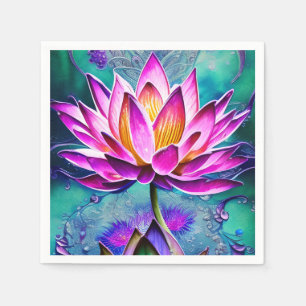 Avundande Rosa Lotus Flower Porträtt Pappersservett