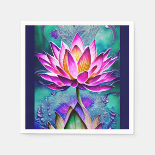 Avundande Rosa Lotus Flower Porträtt Pappersservett