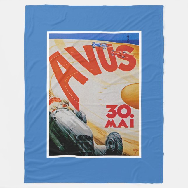 Avus Automobile Tävla Poster Fleecefilt (Framsidan)
