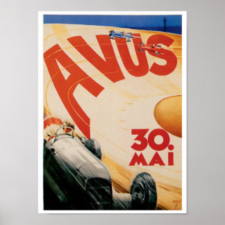 Avus Tävling Cars Automobile Vintage annons Art Po Poster
