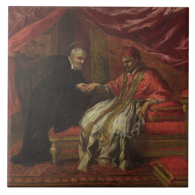 AvvänjningPope Clemente för St. Filippo Neri VIII Kakelplatta (Framsidan)