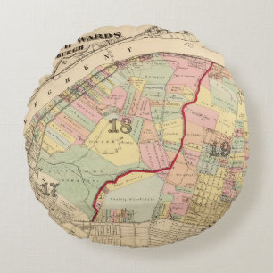 Avvärjer 1819 av Pittsburgh, Pennsyvania Rund Kudde