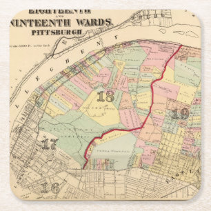 Avvärjer 1819 av Pittsburgh, Pennsyvania Underlägg Papper Kvadrat