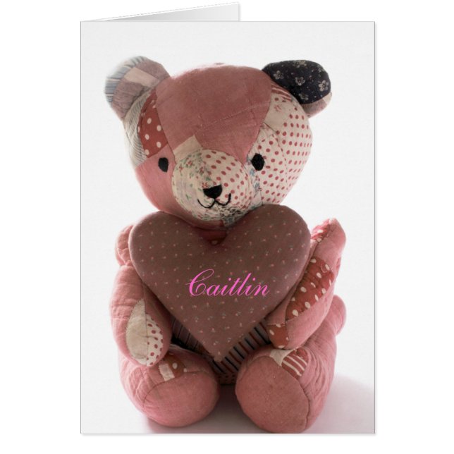 AVVECKLAD nalle med calicohjärta Caitlin OBS Kort (Framsidan)