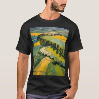 Avvecklingsområde och Grönt Vågigt Fält T Shirt