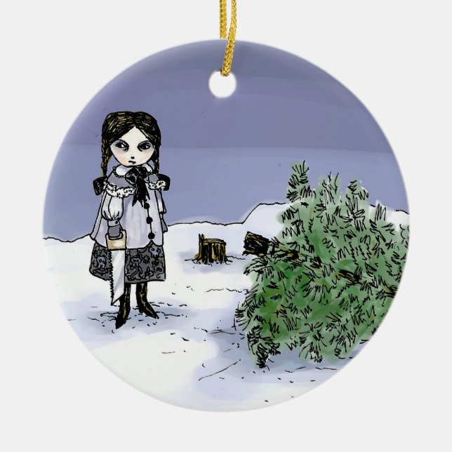 Avverka helgdagträd julgransprydnad keramik (Framsidan)