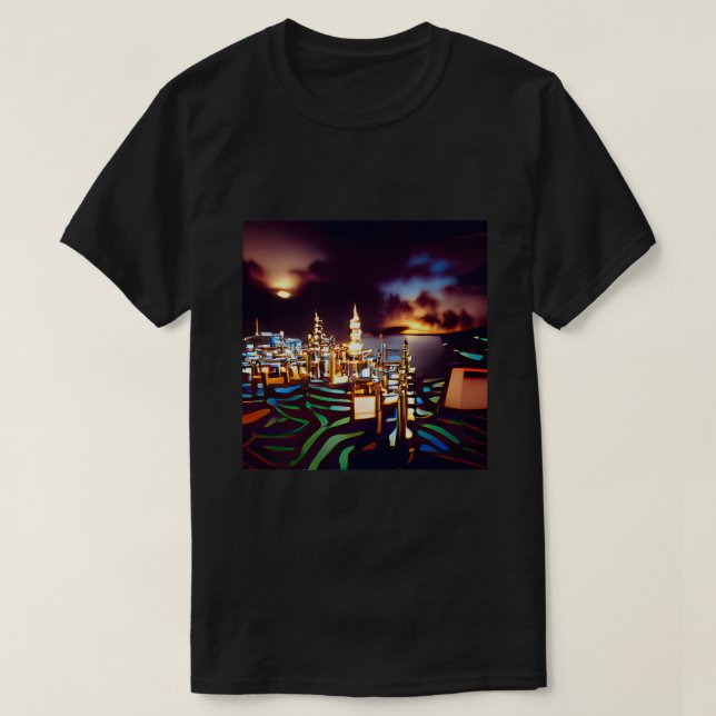 Avviant Art City of ljus 1990 stil i en båge T Shirt (Design framsida)