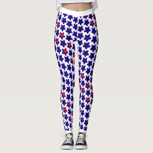Avvikande förvrängda röda vita blå stjärnor leggings