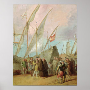 Avvikelse av Christopher Columbus från Palos Poster