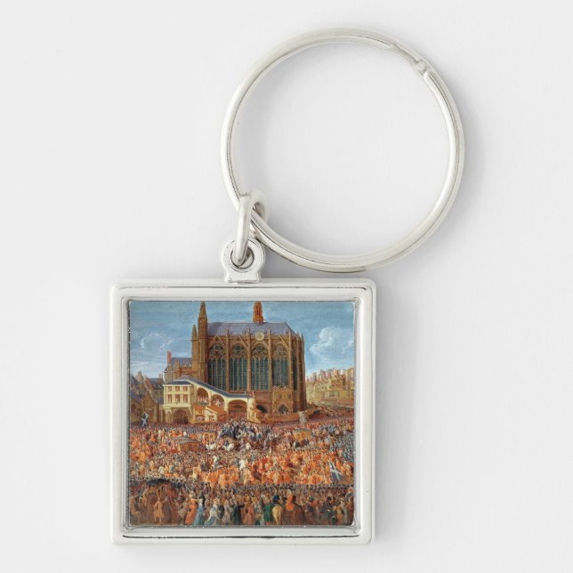 Avvikelsen av Louis XV från Fyrkantig Silverfärgad Nyckelring (Framsidan)