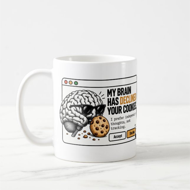 Avvisade Dina Kakor – Roliga Hjärnan Kaffemugg (Vänster)