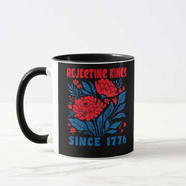 Avvisar kungar sedan 1776 Blomma Anti-auktoritär Mugg (Vänster)