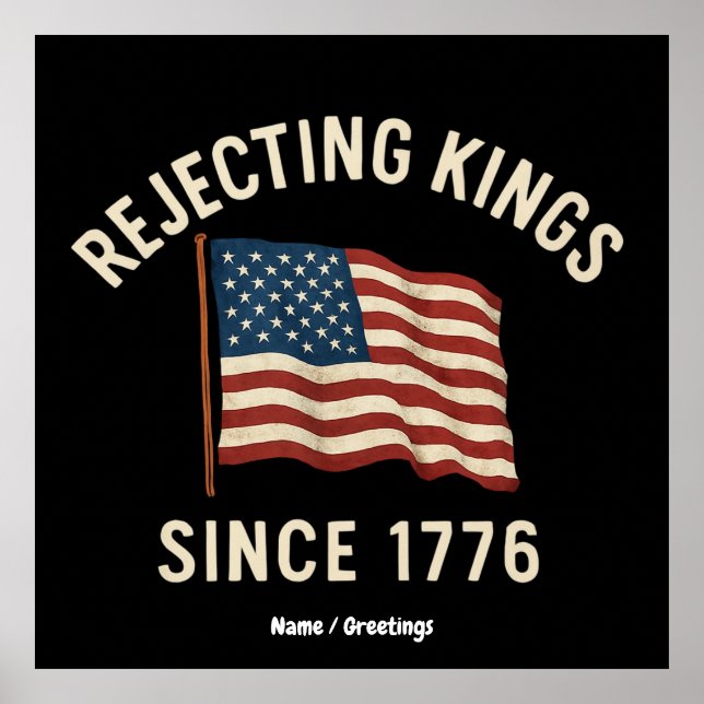 Avvisning av Kung sedan 1776 Patriotic 4 juli Poster (Framsidan)