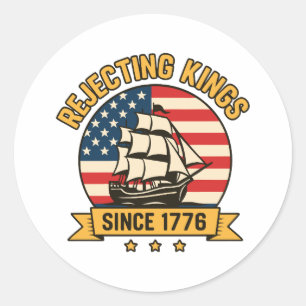 Avvisning av Kung sedan Vintagen Patriotic USA 177 Runt Klistermärke