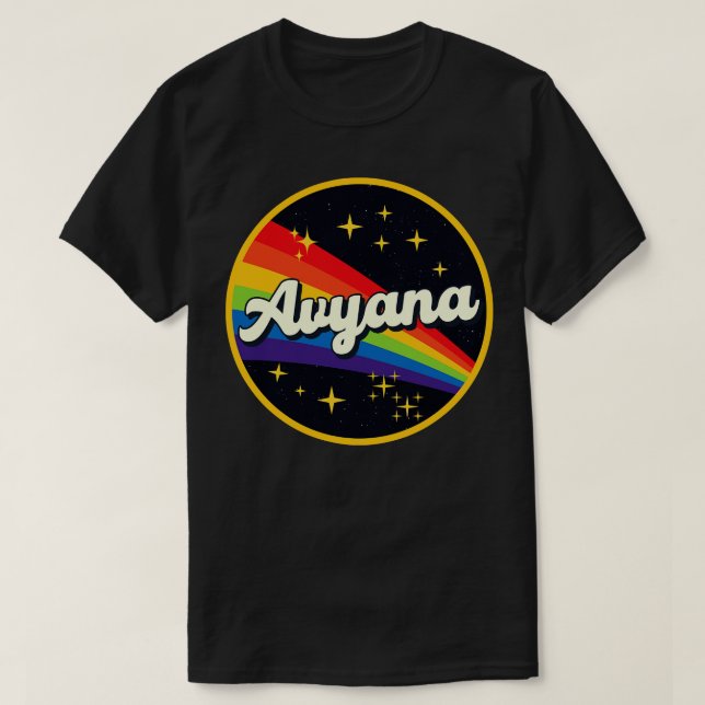 Avyana Rainbow in Space Vintage Stil T Shirt (Design framsida)