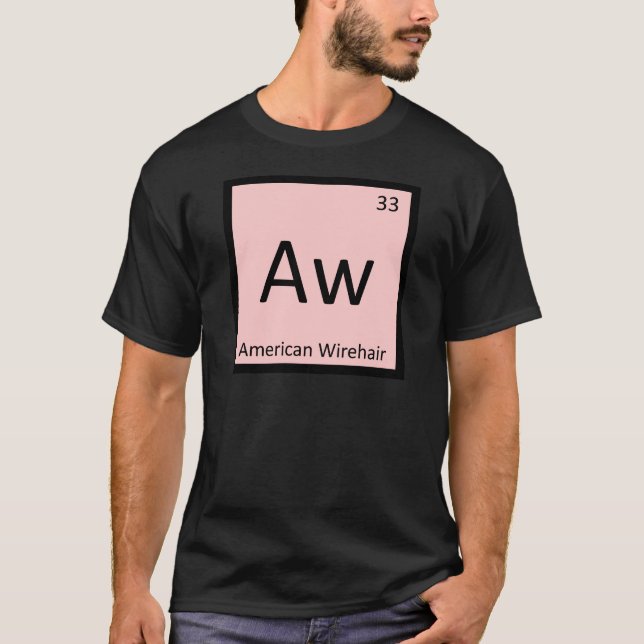 Aw - Amerikansk Wirehair Katt Kemiskt Element Tee Shirt (Framsida)
