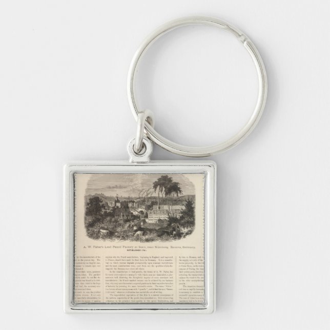 AW Fabers blypennor Fyrkantig Silverfärgad Nyckelring (Framsidan)
