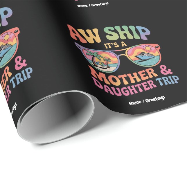 Aw Frakt Det är en Mamma och DaughCruise Resa Funn Presentpapper (Rullad Hörn)