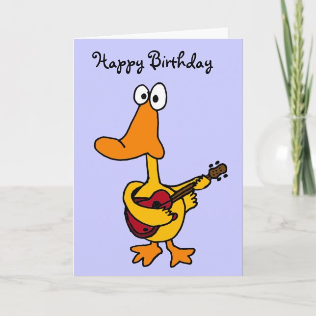 AW- Funny Anka med Guitar Birthday Card Kort (Framsida)