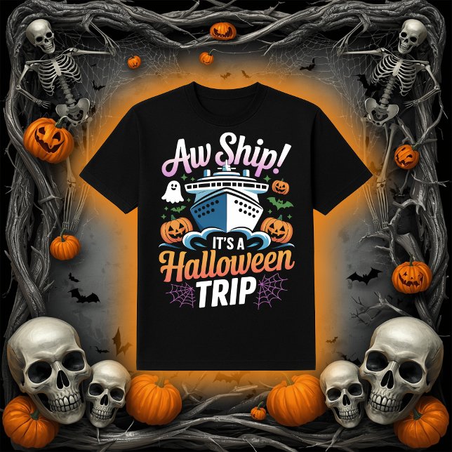 Aw Ship! It's A Halloween Cruise Trip Graphic T Shirt (Skapare uppladdad)