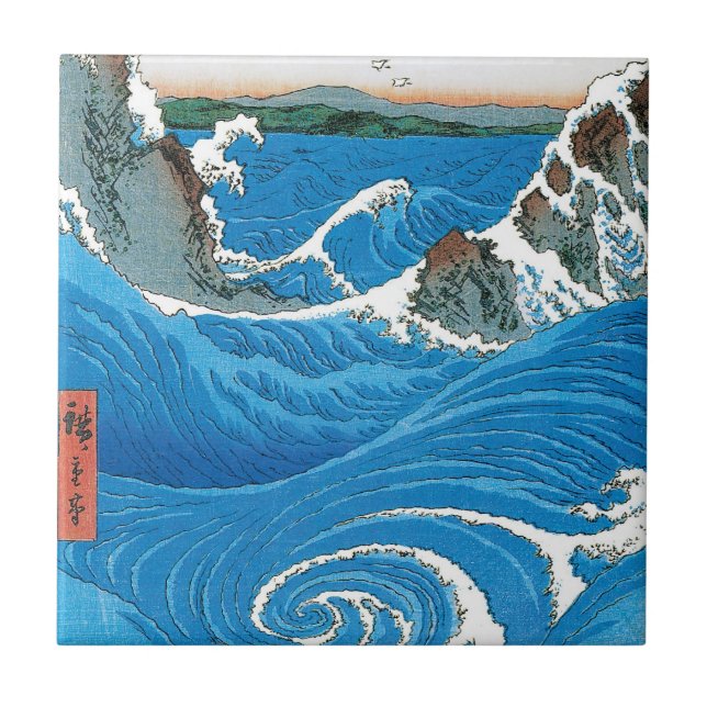 Awa Province, Naruto Whirlpools av Ando Hiroshige Kakelplatta (Framsidan)