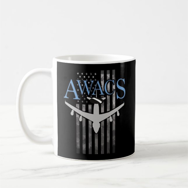 Awacs på inmatade amerikanska Flagga Kaffemugg (Vänster)
