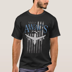 Awacs på inmatade amerikanska Flagga T Shirt